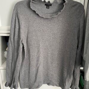 Ann Taylor Women's Ruffle Henley Neck Top Gray Size XL Pullover